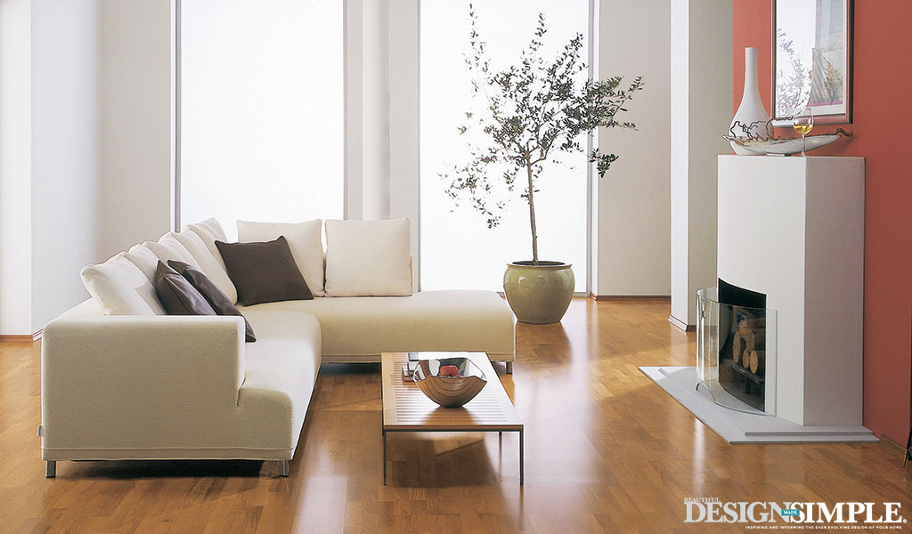 Living Room with Honey Hardwood Floors from Carpet One