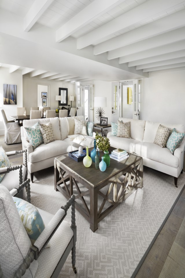 coastal living room design by Laura Hay  Photography by Lisa Petrole