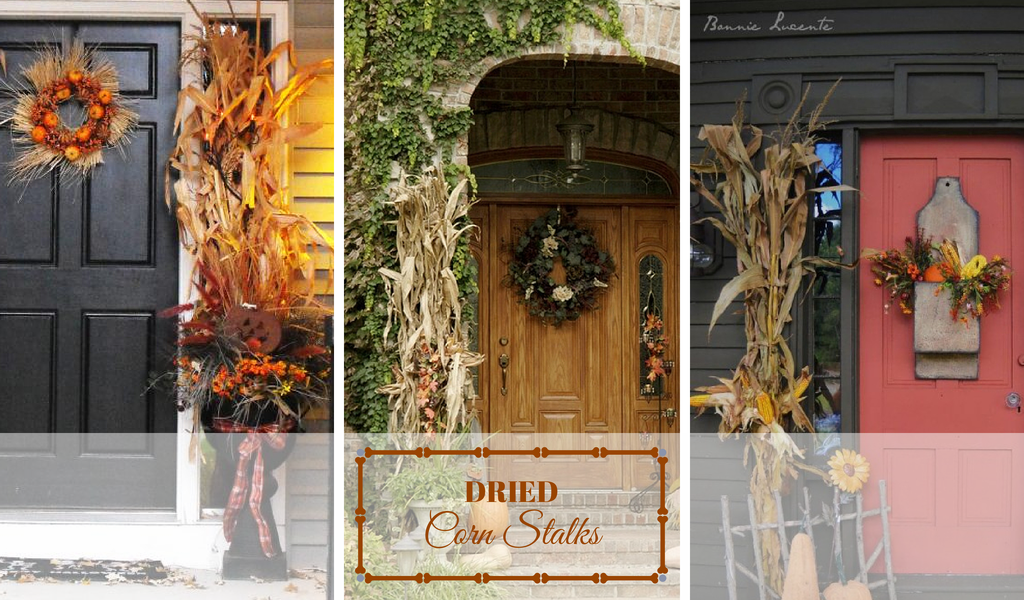 Fall Front Door Ideas - Corn Stalks