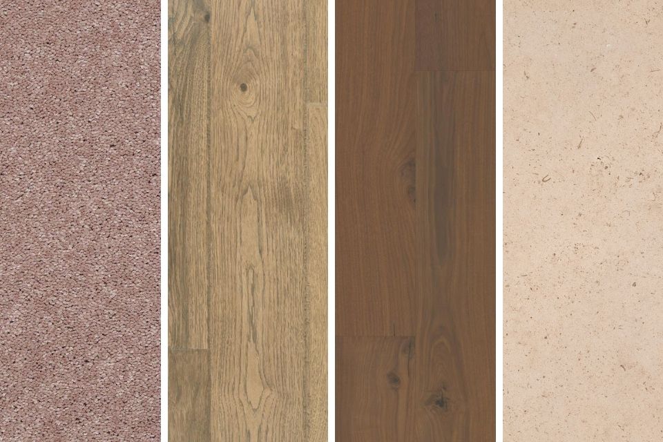 Four summer inspired flooring swatches by Carpet One