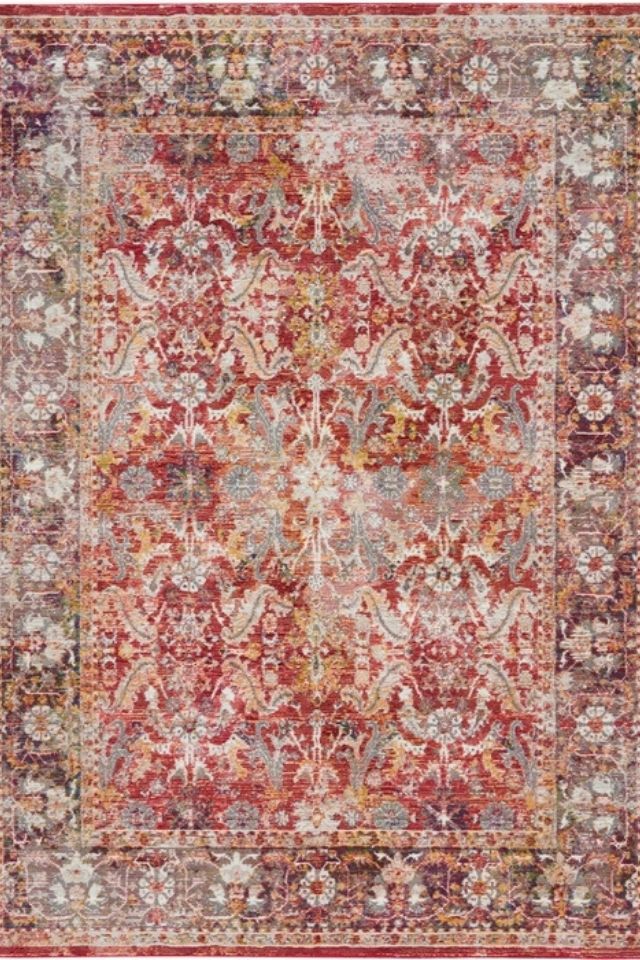 Nourison area rug with red and beige colors 