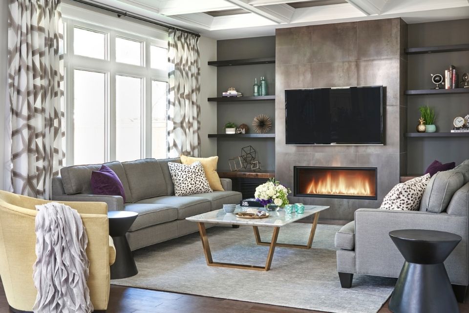 Cozy living room with textured rug | Design: Cynthia Soda  Photoy: Stephani Buchman