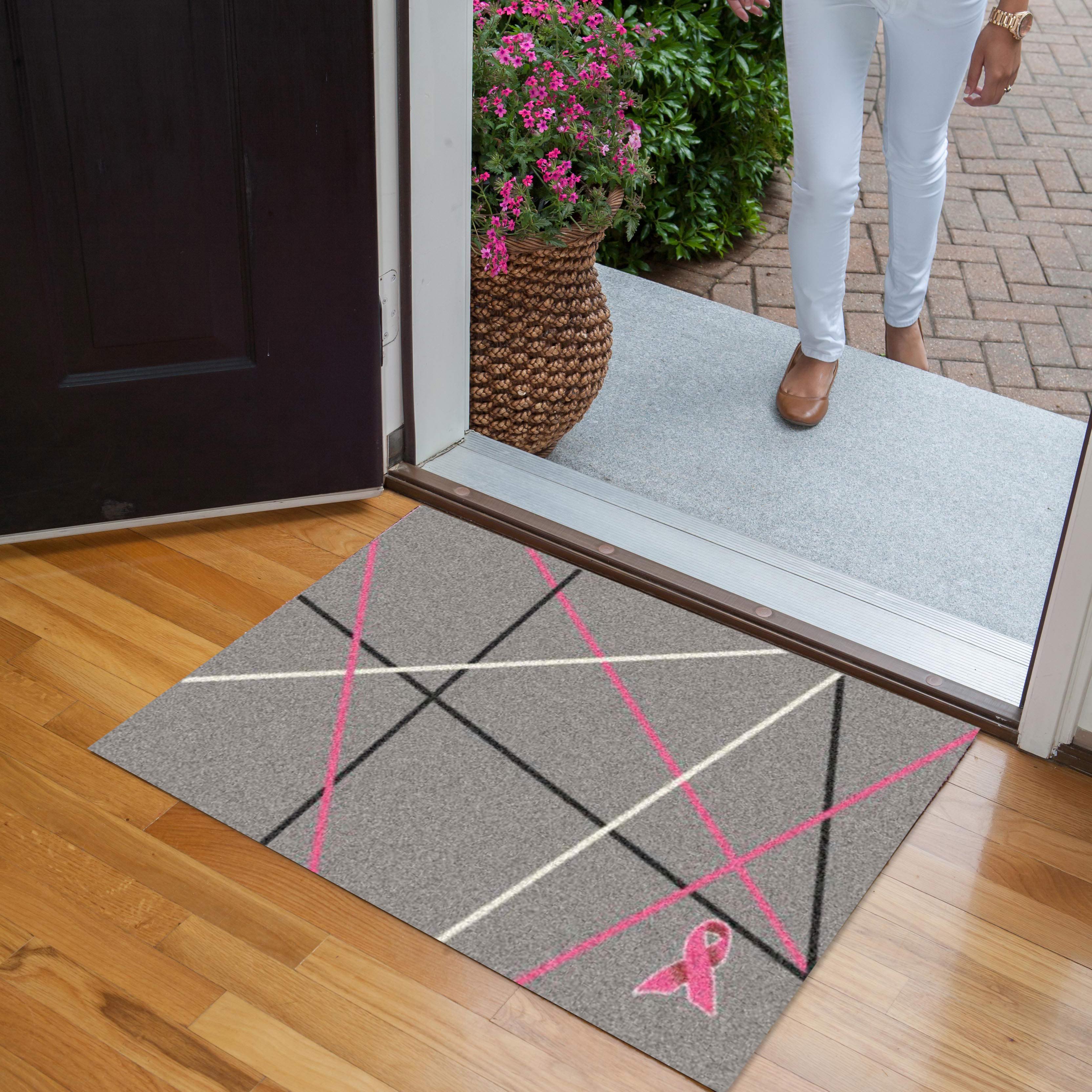 Courtney Lake Pink Ribbon Welcome Mat from Carpet One