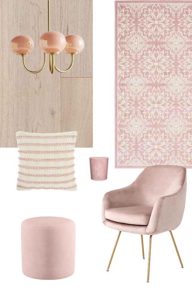 blush pink home decor mood board