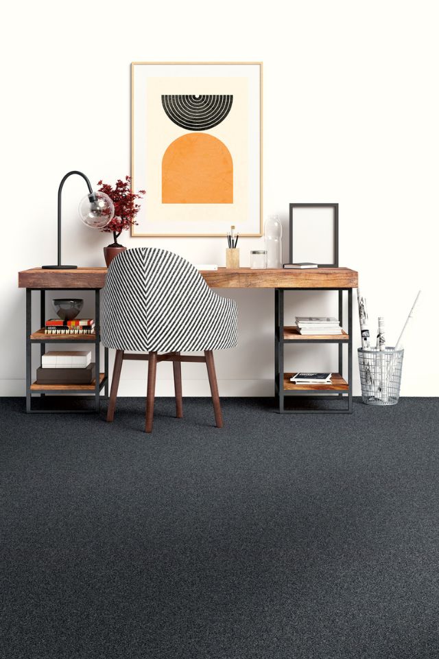 blue carpet in modern home office