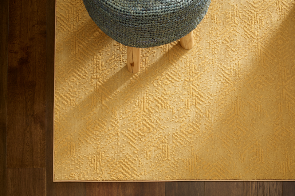 Yellow Pattern Textured Bound Carpet 