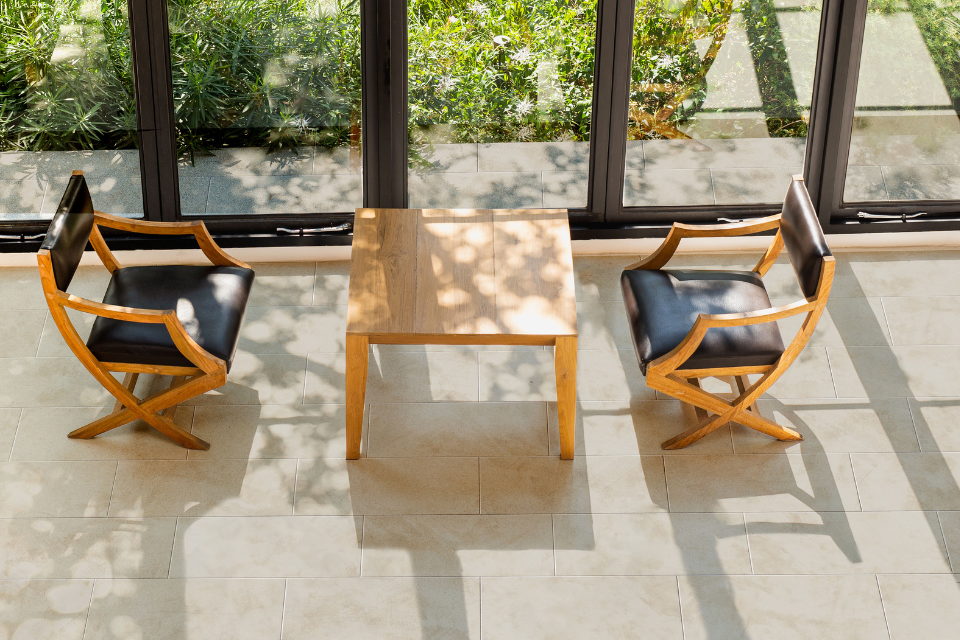 outdoor area with natural-toned stone tile